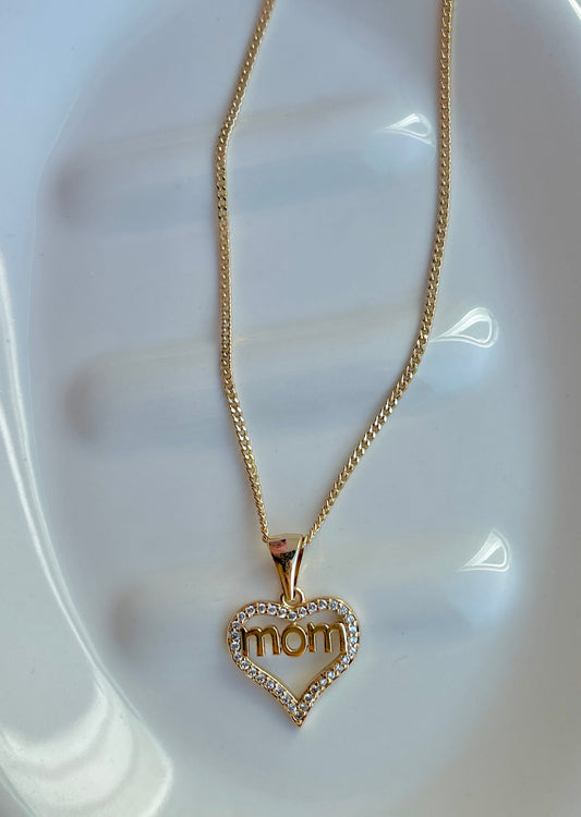 Mom Small Heart Necklace | 2 Piece Set