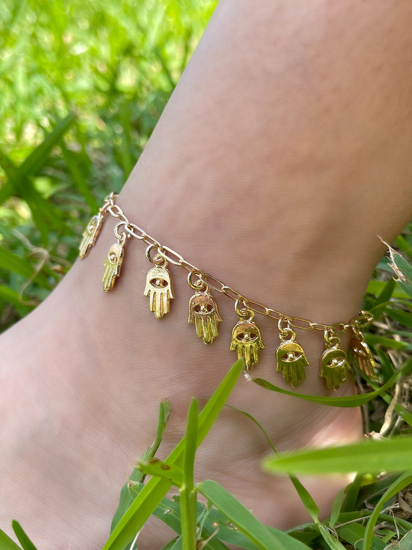 Dangling Hamsa 🪬 Palms Anklet