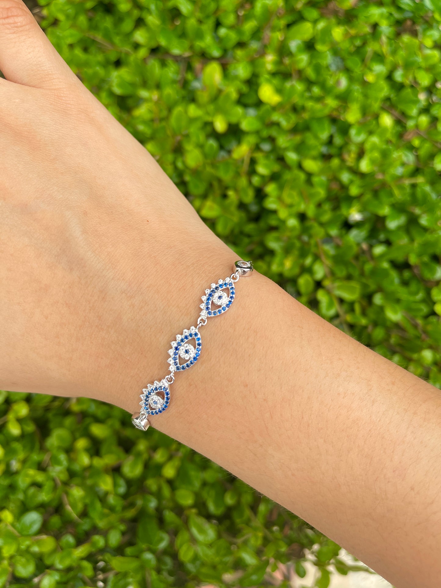 Evil Eyes Chain Slider Bracelet | Sterling Silver 925